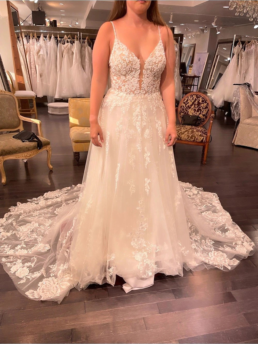 Marina Liana ML1137 Floral Lace Wedding Dress Size 12